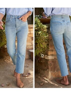Frank & Eileen Monaghan Jeans Women 30 Straight Crop Raw Hem Made USA